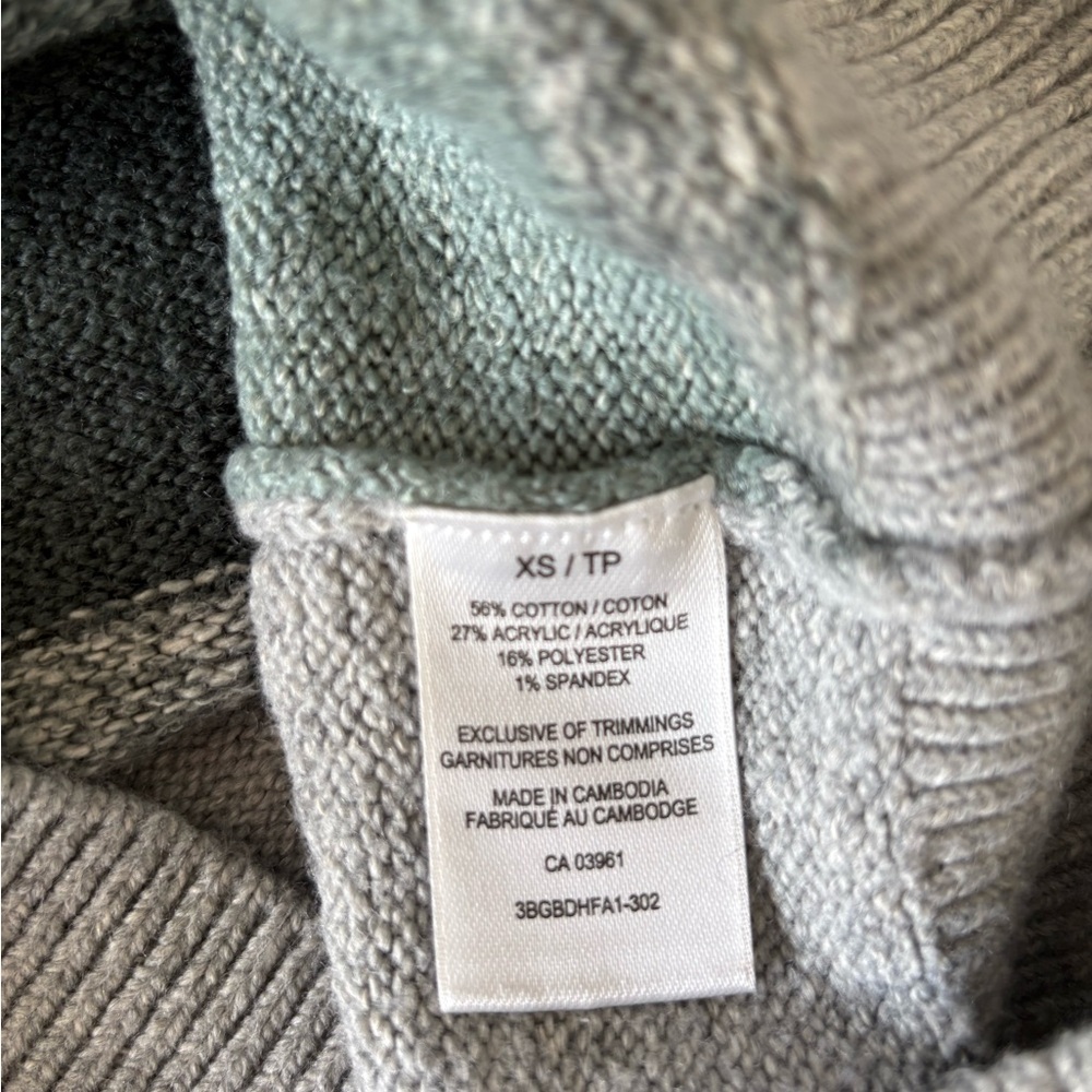 Denver Hayes Striped Ribbed Crewneck Sweater Grey Green XS - Picture 9 of 9